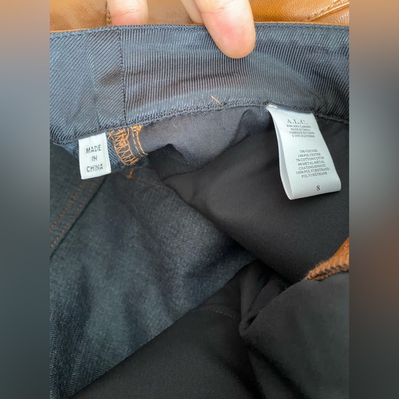 ALC Freddie Faux Leather Boot Cut Jeans Cognac NWOT - Picture 10 of 13